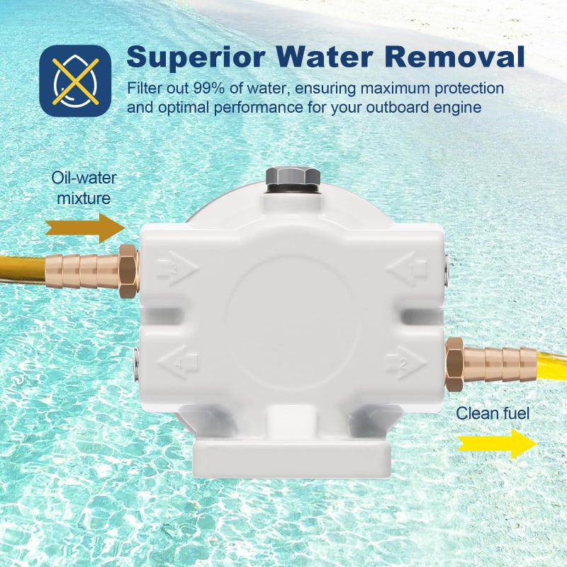 Kofil R12T Fuel Water Separator Marine Fuel Filter/Water Separator Assembly, for Outboard Motor Marine Engine, Replaces# S3240 120AT with 2 3/8" Barb Ã— 1/4" NPT Male Fittings 2 Plugs,10 Micron - Image 3